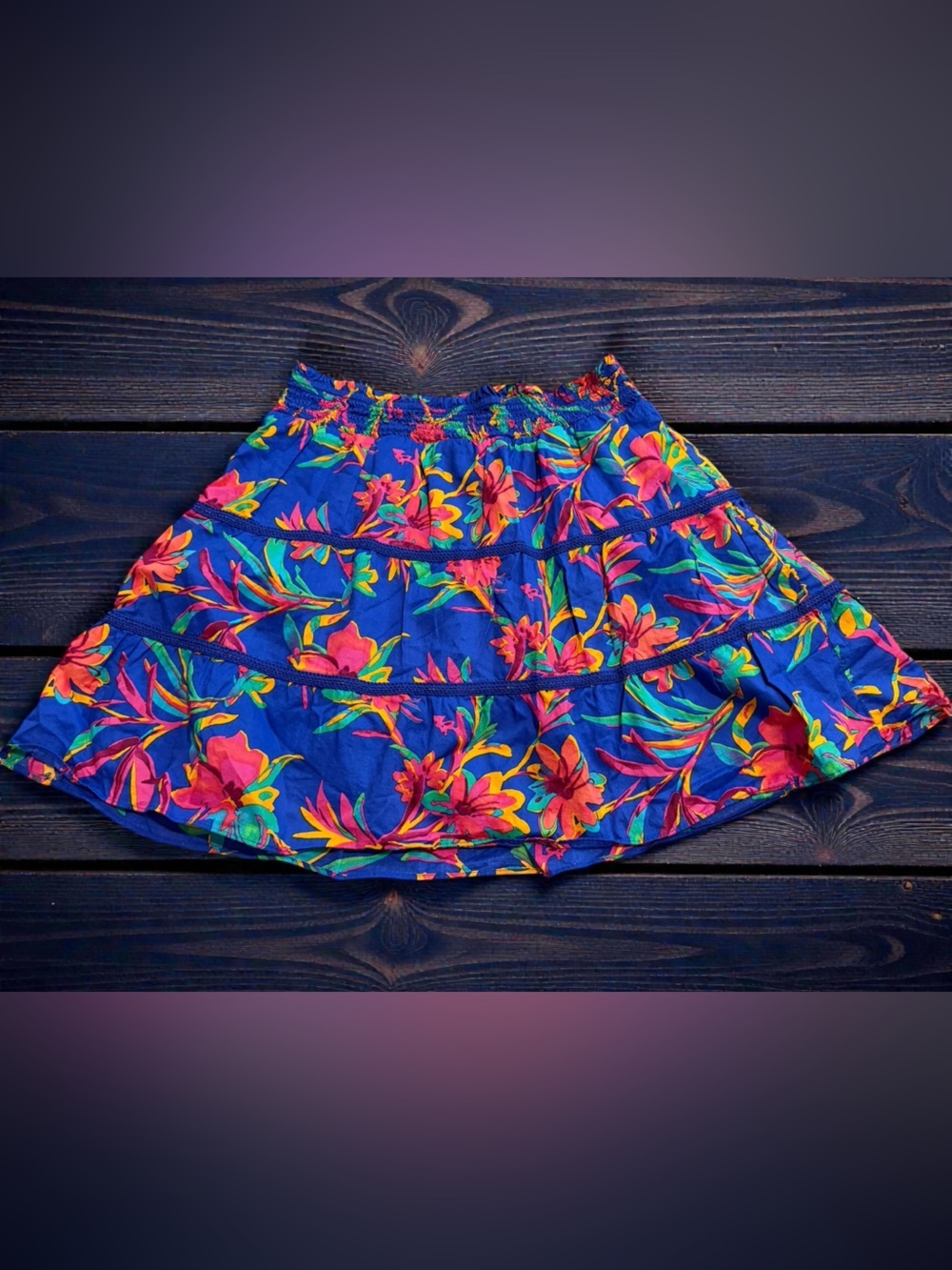 J. Crew Bright Blue Floral A-Line Skirt